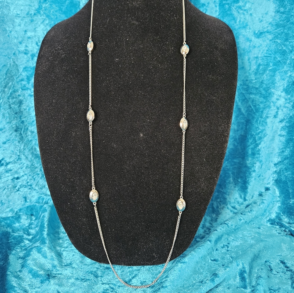 Silvertone 19" Necklace with Bezel Set Cubic Zirconia by Express